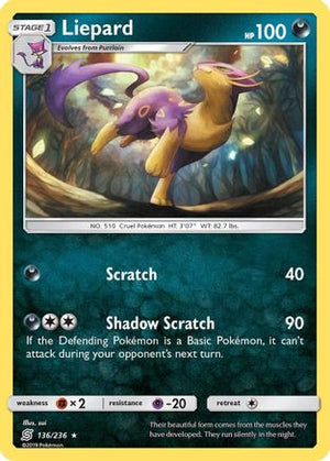Liepard 136/236 - SM  Unified Minds Reverse Holofoil - Poke-Collect
