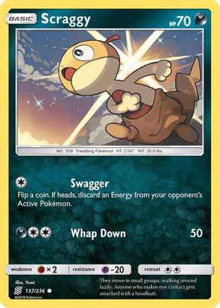Scraggy 137/236 - SM  Unified Minds Reverse Holofoil - Poke-Collect