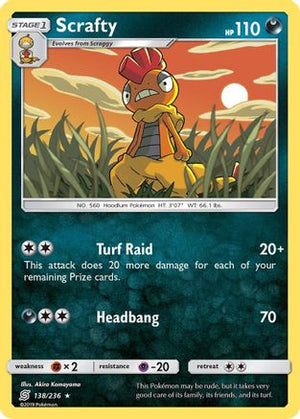 Scrafty 138/236 - Unified Minds Reverse Holofoil - Poke-Collect