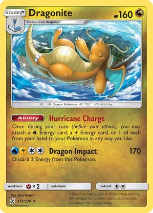 Dragonite 151/236 - SM  Unified Minds Reverse Holofoil - Poke-Collect