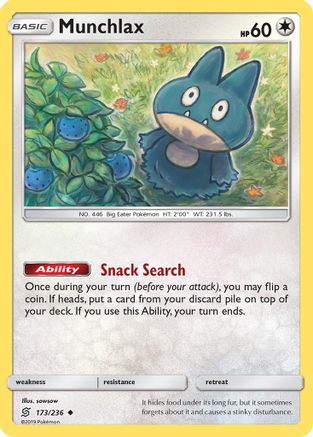 Munchlax 173/236 - SM  Unified Minds Reverse Holofoil - Poke-Collect