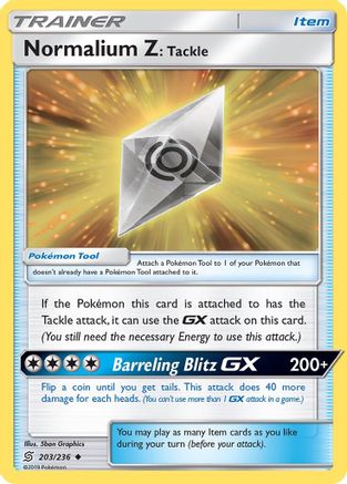 Normalium Z: Tackle 203/236 - SM  Unified Minds Reverse Holofoil - Poke-Collect