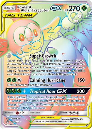 Rowlet & Alolan Exeggutor GX (Secret) 237/236 - SM  Unified Minds Holofoil - Poke-Collect