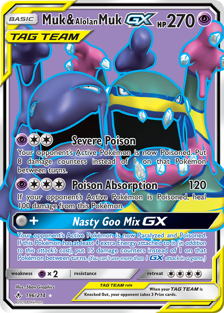 Muk & Alolan Muk-GX 196/214 - Unbroken Bonds Holofoil - Poke-Collect
