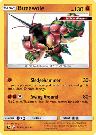 Buzzwole SV24/94 - Hidden Fates Shiny Vault Holofoil - Poke-Collect