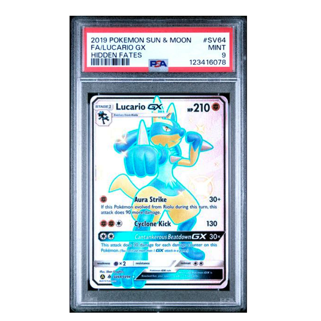 Lucario GX FA Hidden Fates #SV64 PSA 9