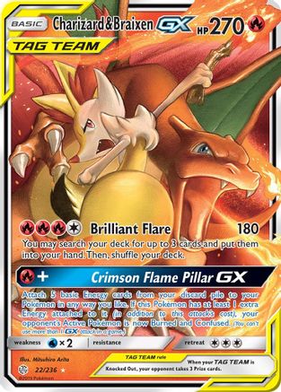 Charizard & Braixen-GX 22/236 - Cosmic Eclipse Holofoil - Poke-Collect