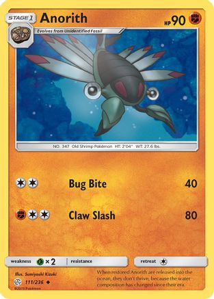 Anorith 111/236 - SM  Cosmic Eclipse Reverse Holofoil - Poke-Collect
