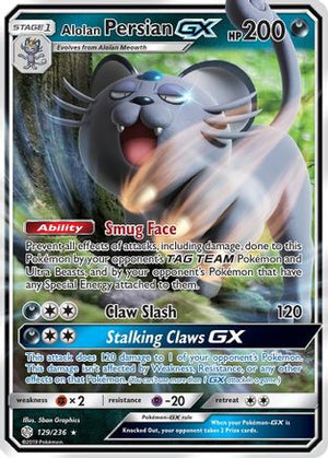Alolan Persian GX 129/236 - SM  Cosmic Eclipse Holofoil