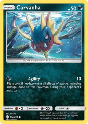 Carvanha 132/236 - SM  Cosmic Eclipse Reverse Holofoil - Poke-Collect