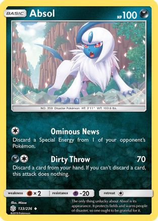 Absol 133/236 - SM  Cosmic Eclipse Reverse Holofoil - Poke-Collect