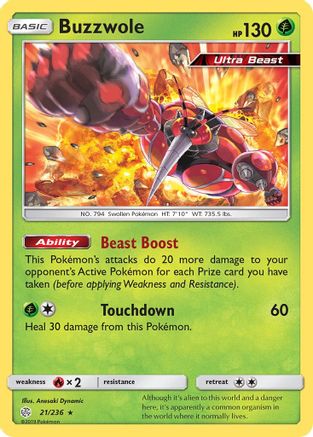 Buzzwole 21/236 - SM  Cosmic Eclipse Holofoil - Poke-Collect