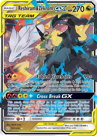 Reshiram & Zekrom GX 157/236 - SM  Cosmic Eclipse Holofoil - Poke-Collect