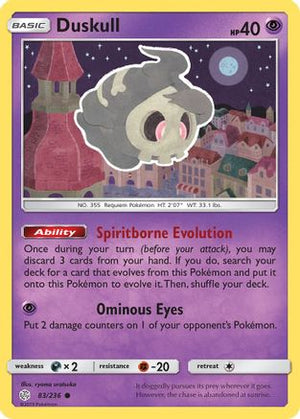 Duskull 83/236 - SM  Cosmic Eclipse Reverse Holofoil - Poke-Collect
