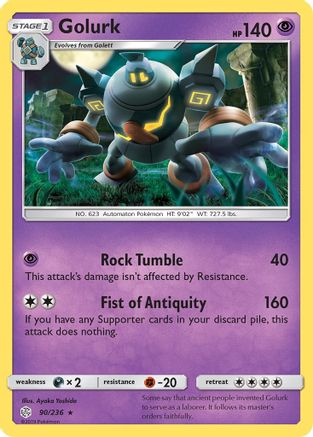 Golurk 90/236 - SM  Cosmic Eclipse Reverse Holofoil - Poke-Collect