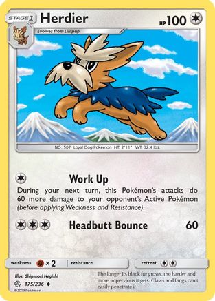 Herdier 175/236 - SM  Cosmic Eclipse Reverse Holofoil - Poke-Collect