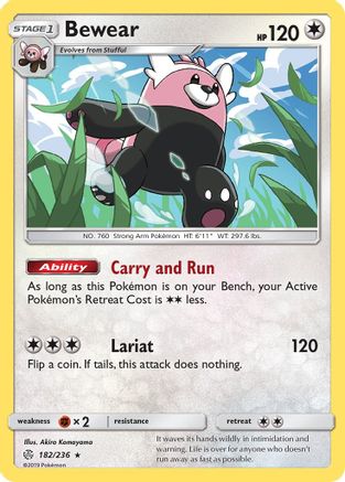Bewear 182/236 - SM  Cosmic Eclipse Reverse Holofoil - Poke-Collect