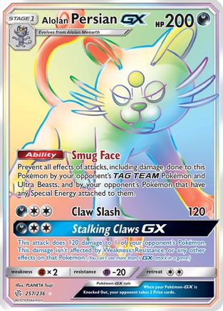 Alolan Persian-GX 257/236 - Cosmic Eclipse Holofoil - Poke-Collect
