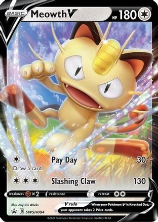 Meowth V - SWSH004 SWSH004/307 - SWSH Sword & Shield Promo Cards Holofoil - Poke-Collect
