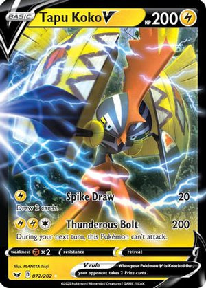 Tapu Koko V 72/202 - Sword & Shield Holofoil - Poke-Collect