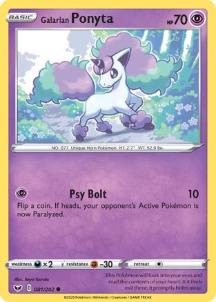 Galarian Ponyta 81/202 - SWSH01 Sword & Shield Base Set Galarian Ponyta 81/202 - SWSH01 Sword & Shield Base Set