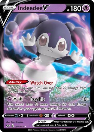 Indeedee V 91/202 - SWSH01 Sword & Shield Base Set Holofoil - Poke-Collect