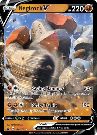 Regirock V 104/202 - SWSH01 Sword & Shield Base Set Holofoil - Poke-Collect