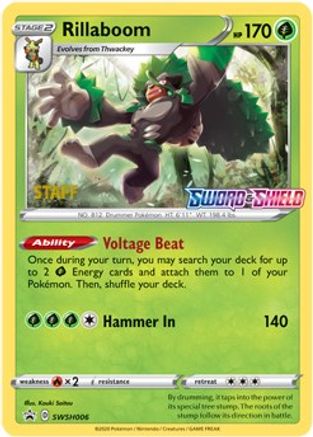 Rillaboom - SWSH006 (Prerelease) [Staff] SWSH006 - SWSH Sword & Shield Promo Cards Holofoil - Poke-Collect