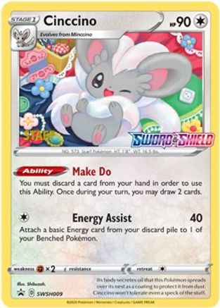 Cinccino - SWSH009 (Prerelease Promo) [Staff] SWSH009 - SWSH Sword & Shield Promo Cards Holofoil - Poke-Collect