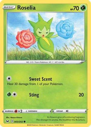 Roselia 3/202 - Sword & Shield Reverse Holofoil - Poke-Collect