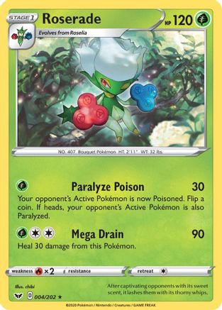 Roserade 4/202 - SWSH01 Sword & Shield Base Set Reverse Holofoil - Poke-Collect