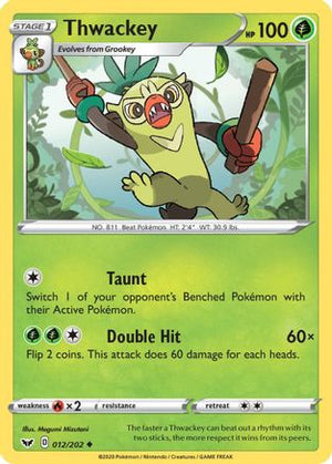 Thwackey 12/202 - Sword & Shield Reverse Holofoil - Poke-Collect