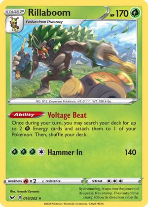 Rillaboom 14/202 - Sword & Shield Reverse Holofoil - Poke-Collect