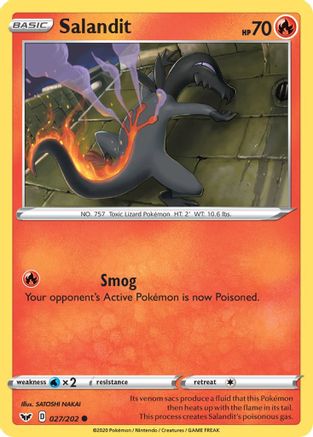 Salandit 27/202 - SWSH01 Sword & Shield Base Set Reverse Holofoil - Poke-Collect