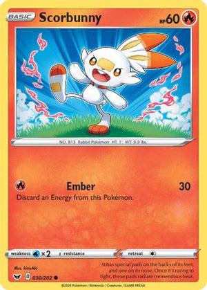 Scorbunny 30/202 - Sword & Shield Reverse Holofoil - Poke-Collect