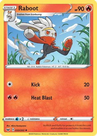 Raboot (033) 33/202 - SWSH01 Sword & Shield Base Set Reverse Holofoil - Poke-Collect
