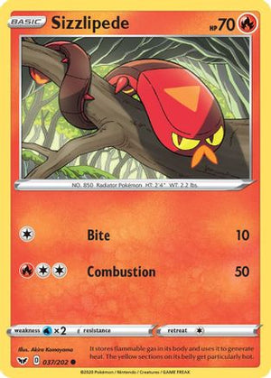 Sizzlipede 37/202 - Sword & Shield Reverse Holofoil - Poke-Collect
