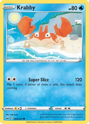 Krabby (043) 43/202 - SWSH01 Sword & Shield Base Set Reverse Holofoil - Poke-Collect