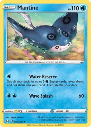 Mantine 52/202 - Sword & Shield Reverse Holofoil - Poke-Collect