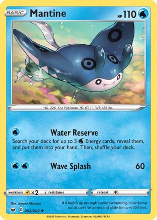 Mantine 52/202 - SWSH01 Sword & Shield Base Set - Poke-Collect