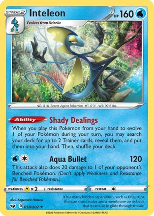 Inteleon (058) 58/202 - SWSH01 Sword & Shield Base Set Holofoil - Poke-Collect