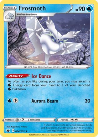 Frosmoth 64/202 - SWSH01 Sword & Shield Base Set Reverse Holofoil - Poke-Collect