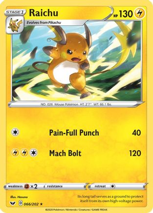 Raichu 66/202 - SWSH01 Sword & Shield Base Set - Poke-Collect