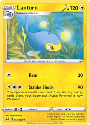 Lanturn 69/202 - Sword & Shield Reverse Holofoil - Poke-Collect