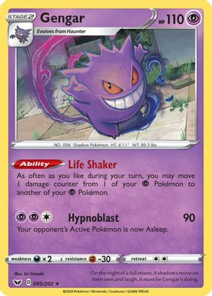 Gengar 85/202 - SWSH01 Sword & Shield Base Set Reverse Holofoil - Poke-Collect