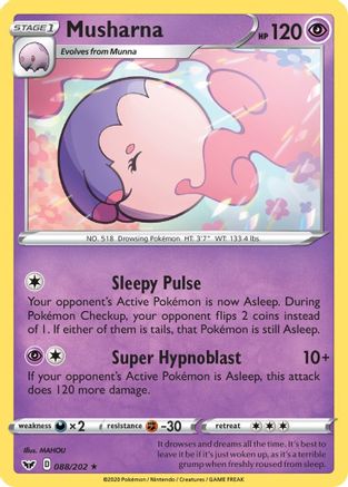 Musharna 88/202 - SWSH01 Sword & Shield Base Set Reverse Holofoil - Poke-Collect