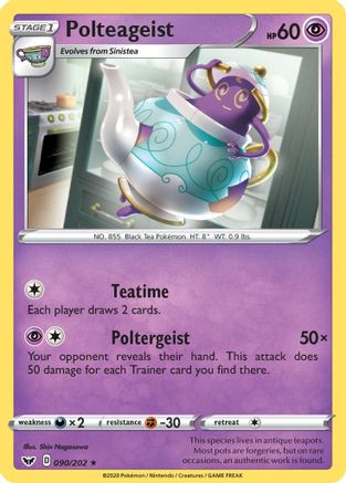 Polteageist 90/202 - SWSH01 Sword & Shield Base Set Reverse Holofoil - Poke-Collect