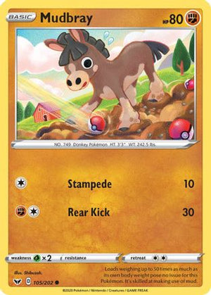 Mudbray 105/202 - Sword & Shield Reverse Holofoil - Poke-Collect