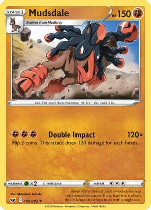 Mudsdale 106/202 - Sword & Shield Reverse Holofoil - Poke-Collect