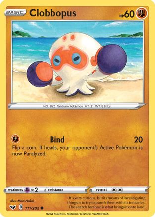 Clobbopus (111) 111/202 - SWSH01 Sword & Shield Base Set Reverse Holofoil - Poke-Collect